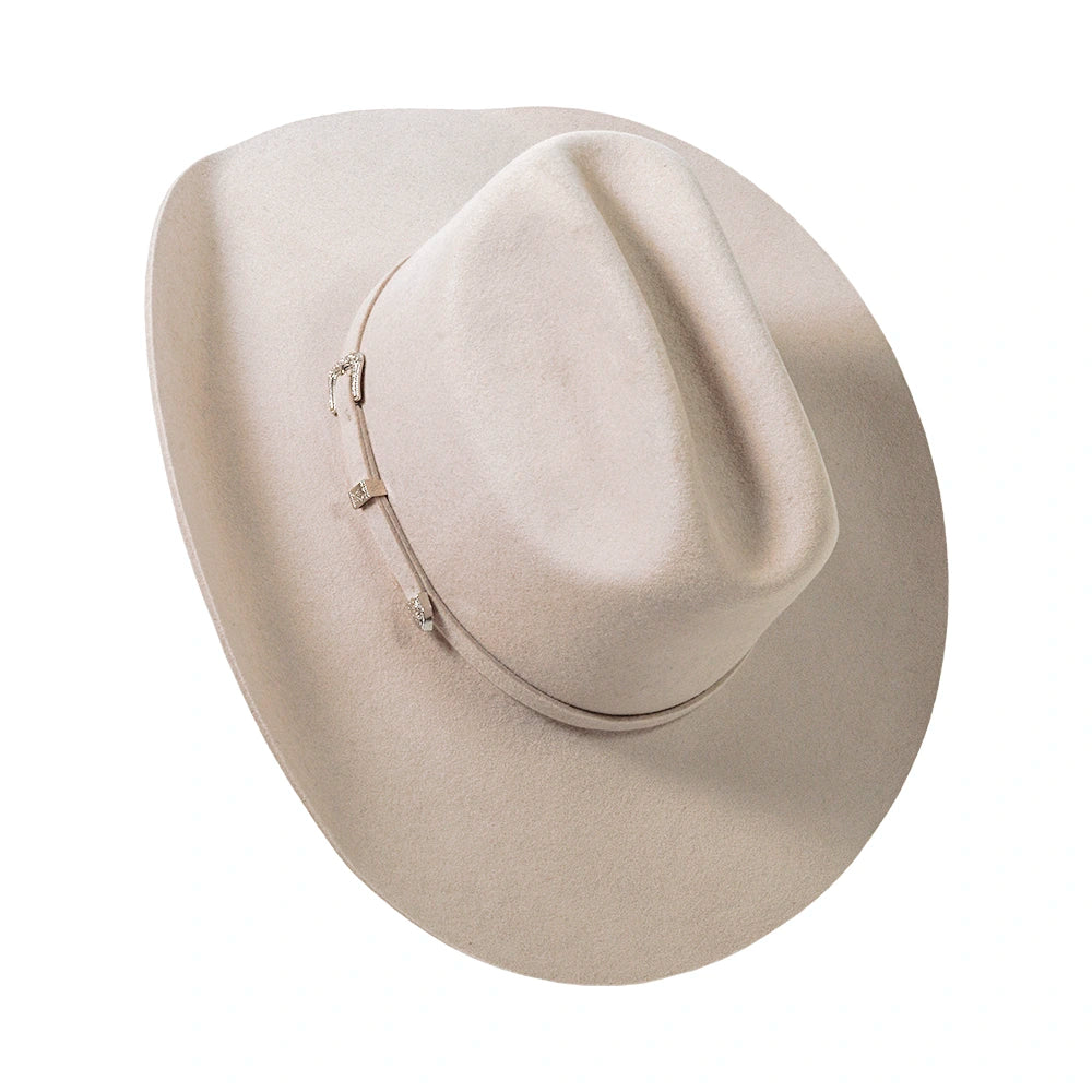 Beige cowboy hat on a white background