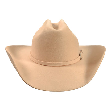 Beige cowboy hat on a white background