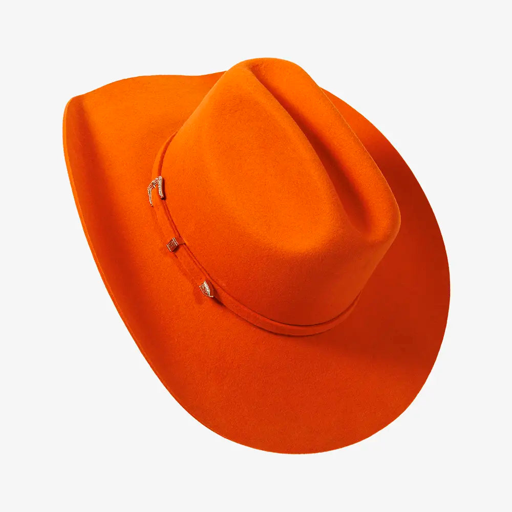 Orange cowboy hat on a white background
