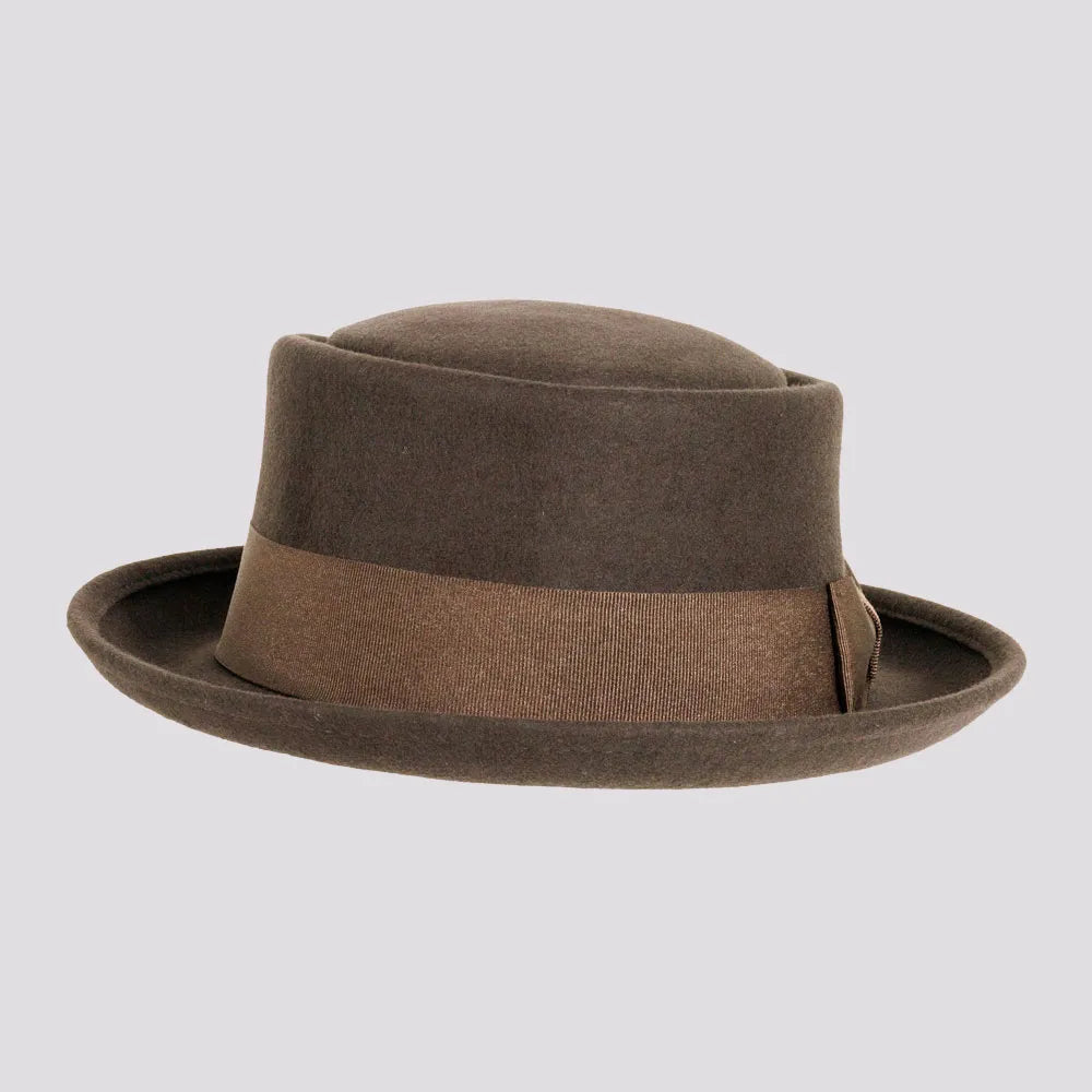 Chi-Town | Mens Brown Crushable Wool Felt Pork Pie Hat