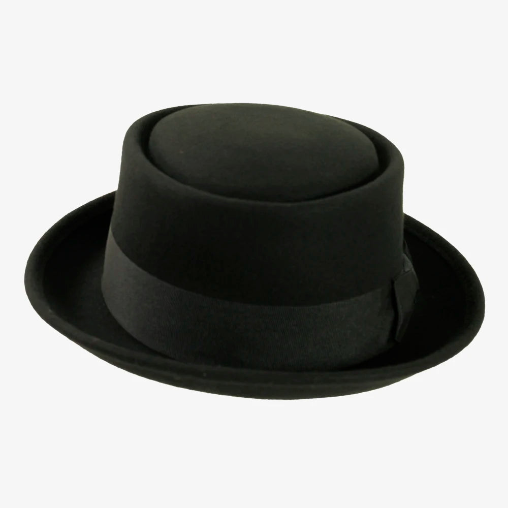 Chi-Town | Mens Black Crushable Wool Felt Pork Pie Hat
