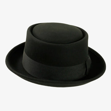 Chi-Town | Mens Black Crushable Wool Felt Pork Pie Hat