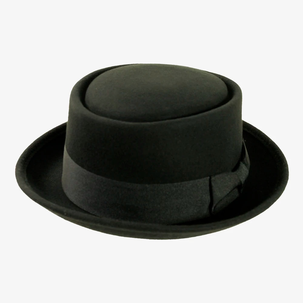Chi-Town | Mens Black Crushable Wool Felt Pork Pie Hat