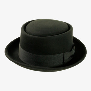Chi-Town | Mens Black Crushable Wool Felt Pork Pie Hat