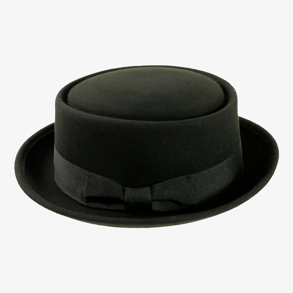 Chi-Town | Mens Black Crushable Wool Felt Pork Pie Hat