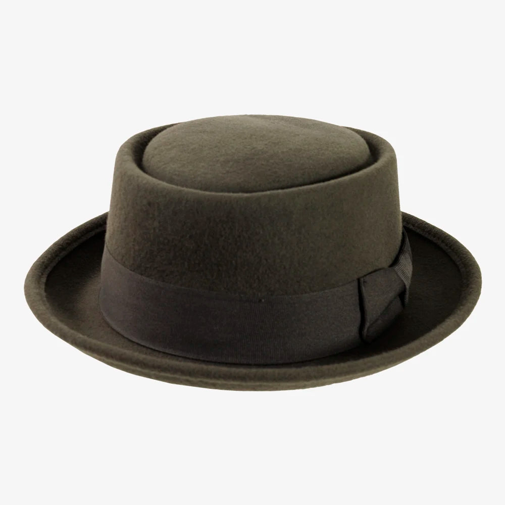 Chi-Town | Mens Gray Crushable Wool Felt Pork Pie Hat