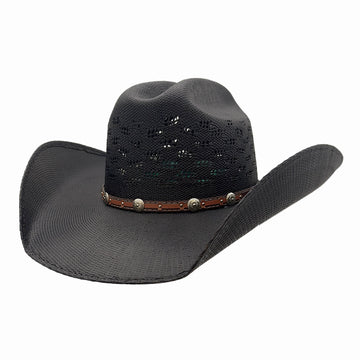 Coyote | Womens Black Bangora Straw Cattleman Crown Cowgirl Hat