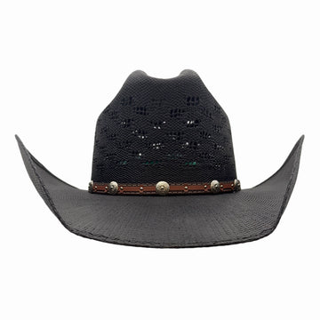 Coyote | Womens Black Bangora Straw Cattleman Crown Cowgirl Hat