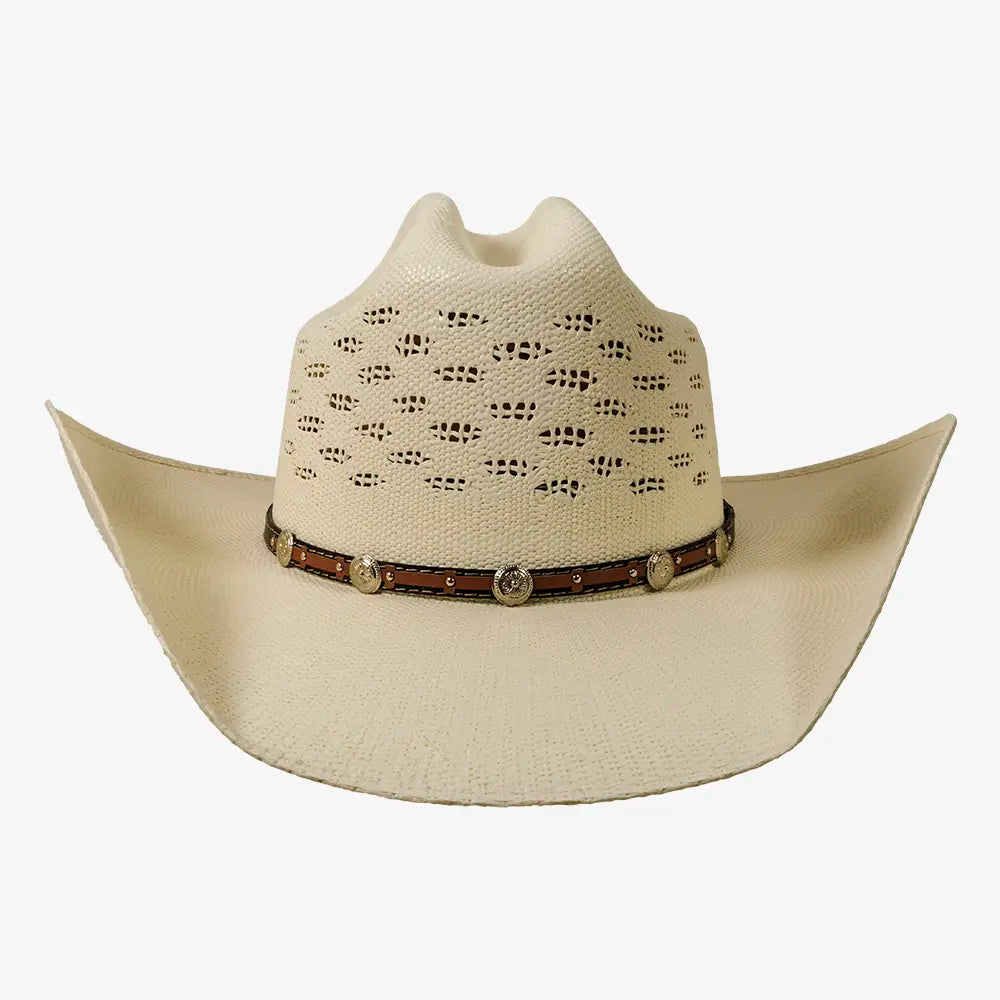 Coyote | Mens Cream Bangora Straw Cattleman Crown Cowboy Hat