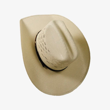 Coyote | Mens Cream Bangora Straw Cattleman Crown Cowboy Hat