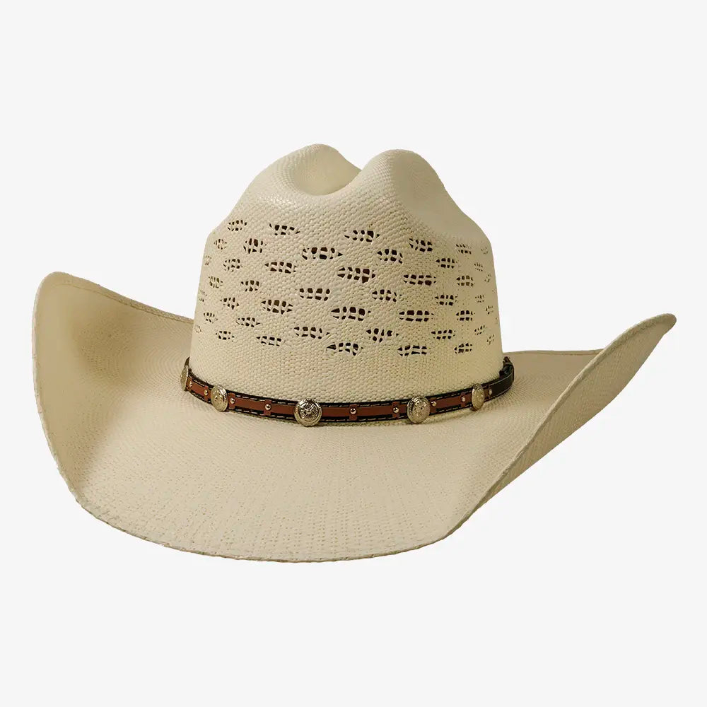 Coyote | Mens Cream Bangora Straw Cattleman Crown Cowboy Hat