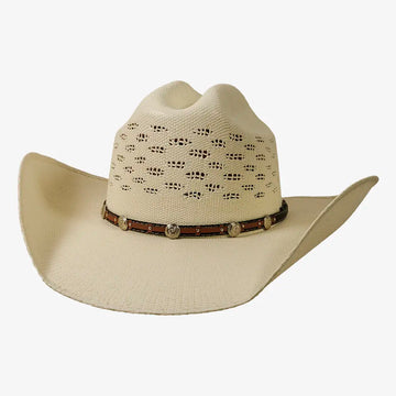 Coyote | Mens Cream Bangora Straw Cattleman Crown Cowboy Hat
