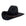 A black felt cowboy hat with a brown braided band around the crown, shown on a plain white background.
