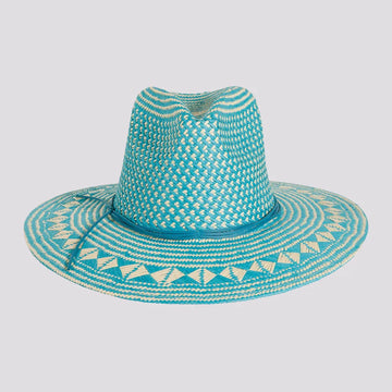 Eppie | Womens Natural & Aqua Two Tone Toyo Straw Sun Hat
