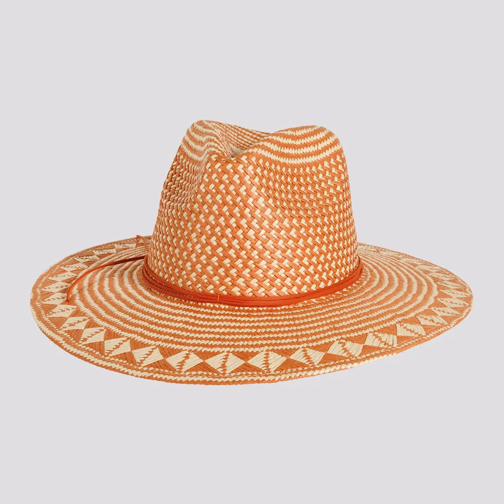 Eppie | Mens Natural & Terracotta Two Tone Toyo Straw Sun Hat