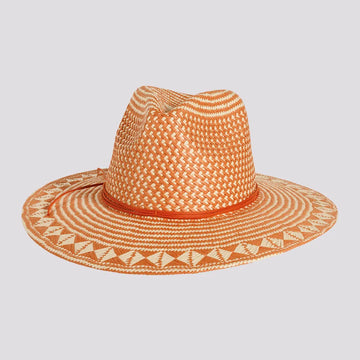 Eppie | Womens Natural & Terracotta Two Tone Toyo Straw Sun Hat