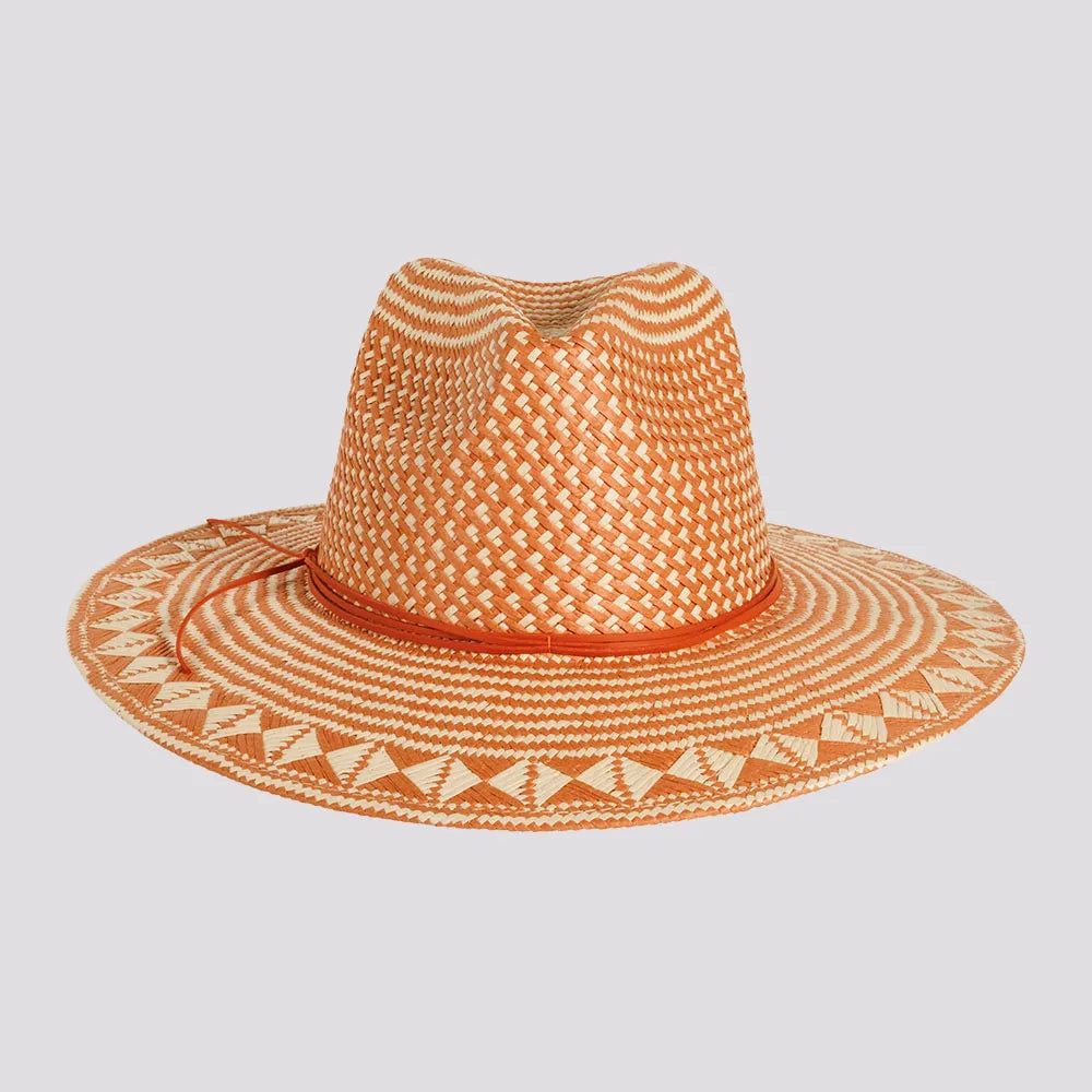 Eppie | Womens Natural & Terracotta Two Tone Toyo Straw Sun Hat