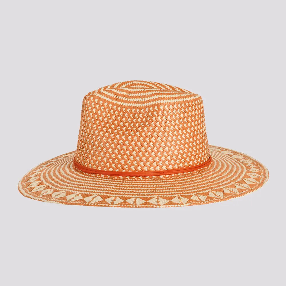 Eppie | Mens Natural & Terracotta Two Tone Toyo Straw Sun Hat