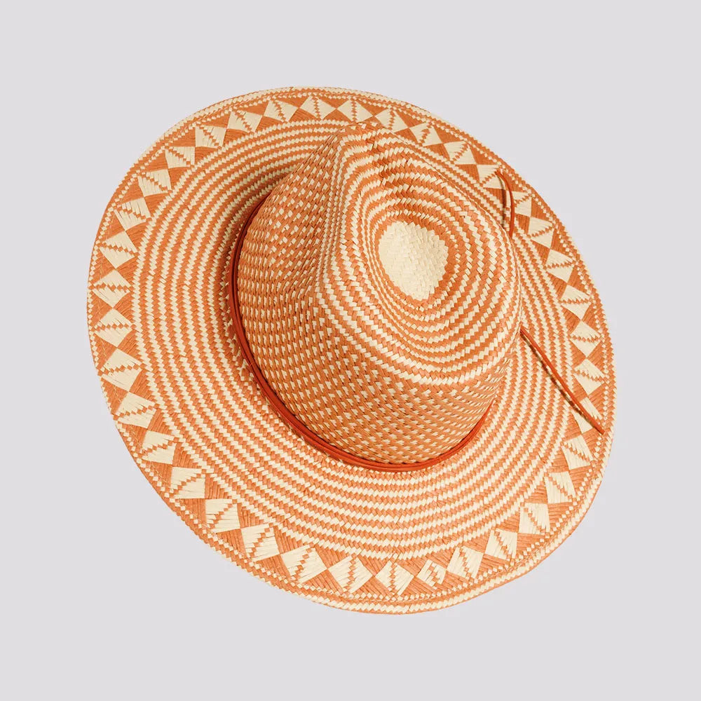 Eppie | Mens Natural & Terracotta Two Tone Toyo Straw Sun Hat