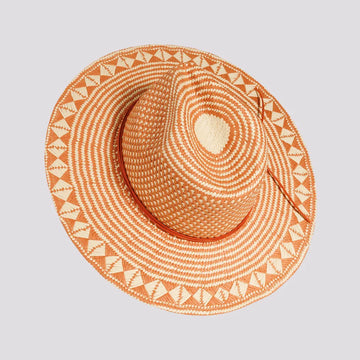 Eppie | Mens Natural & Terracotta Two Tone Toyo Straw Sun Hat