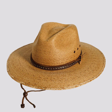 Falcon | Mens Tan Fine Mexican Palm Wide Brim Straw Sun Hat