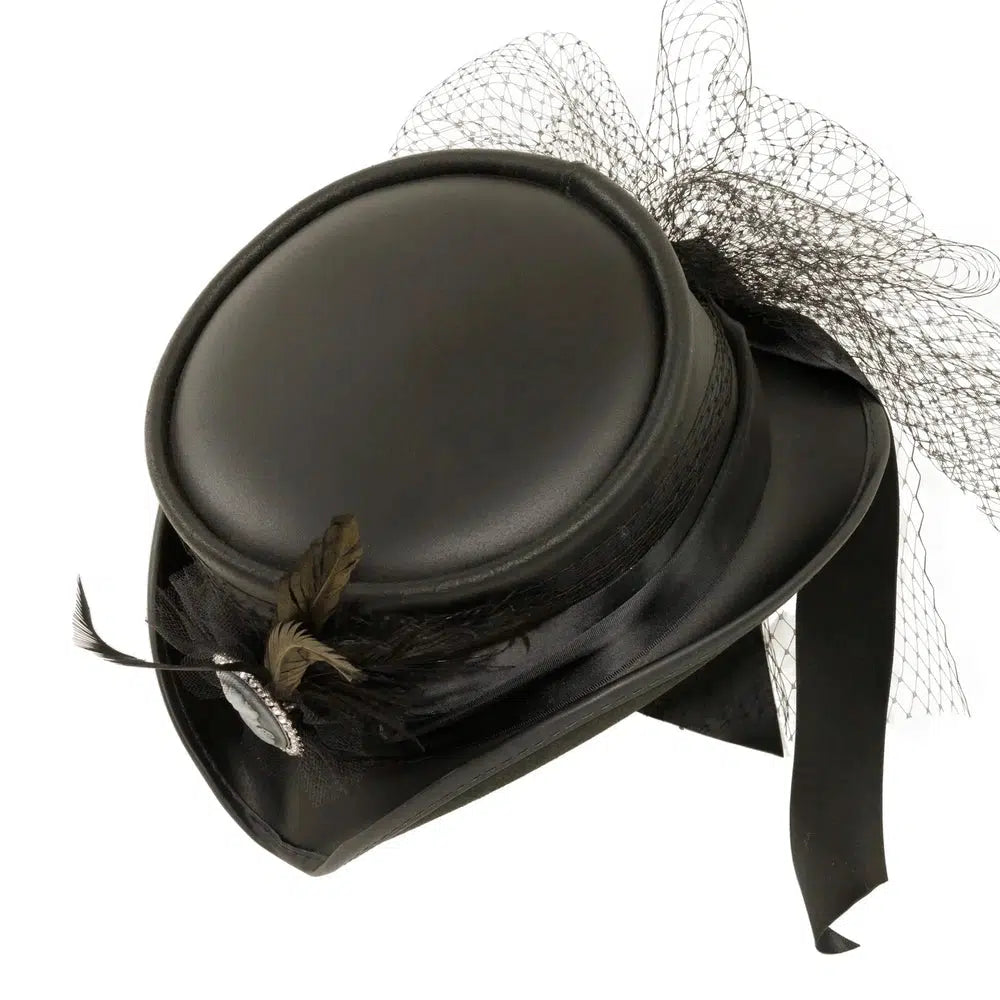 Fancy | Womens Black Victorian Leather Top Hat
