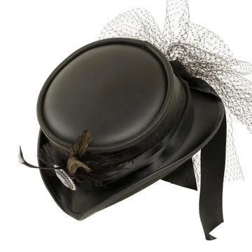 Fancy | Womens Black Victorian Leather Top Hat