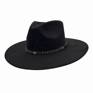 Granger | Mens Black Faux Suede Rancher Fedora Hat