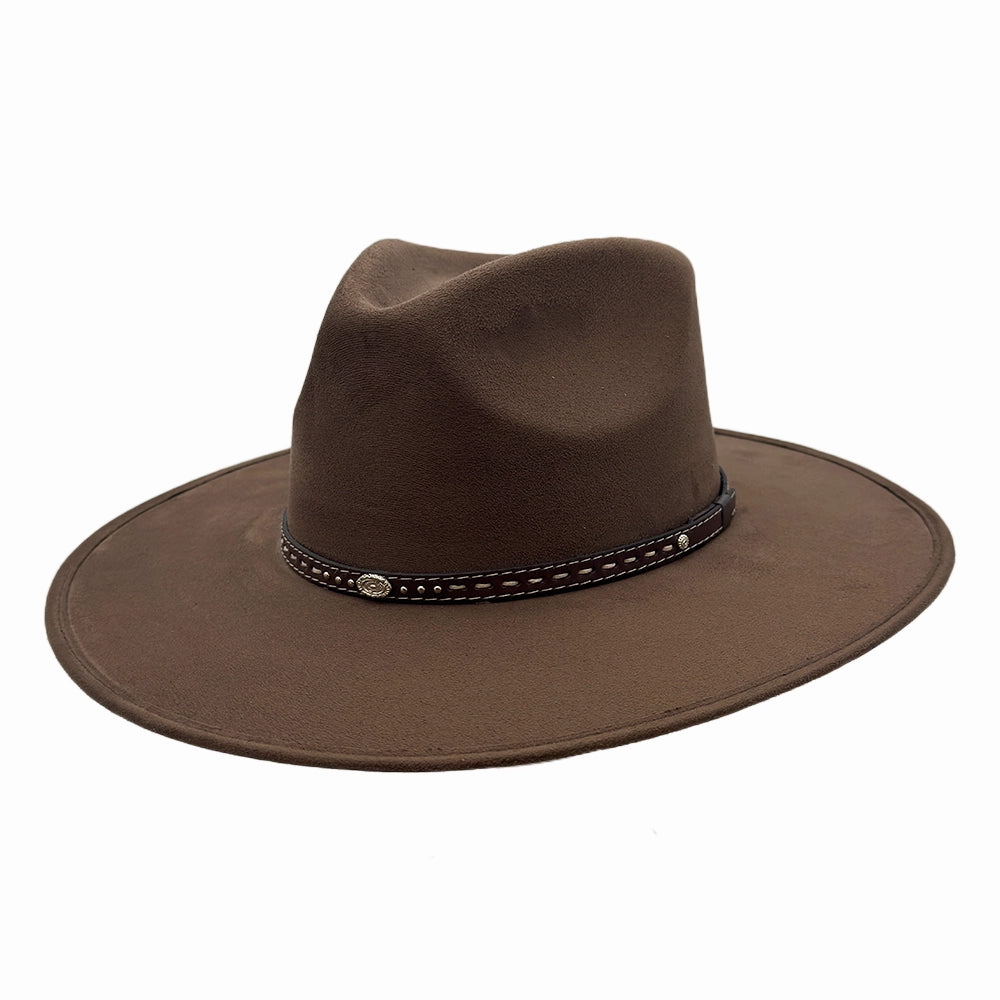Granger | Womens Brown Faux Suede Rancher Fedora Hat