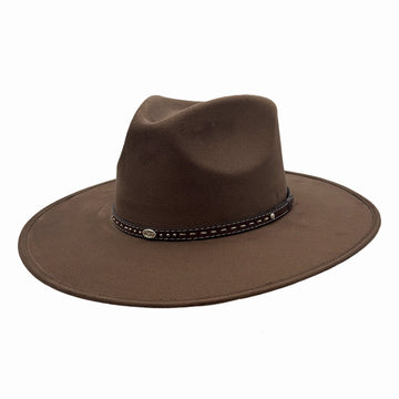 Granger | Womens Brown Faux Suede Rancher Fedora Hat
