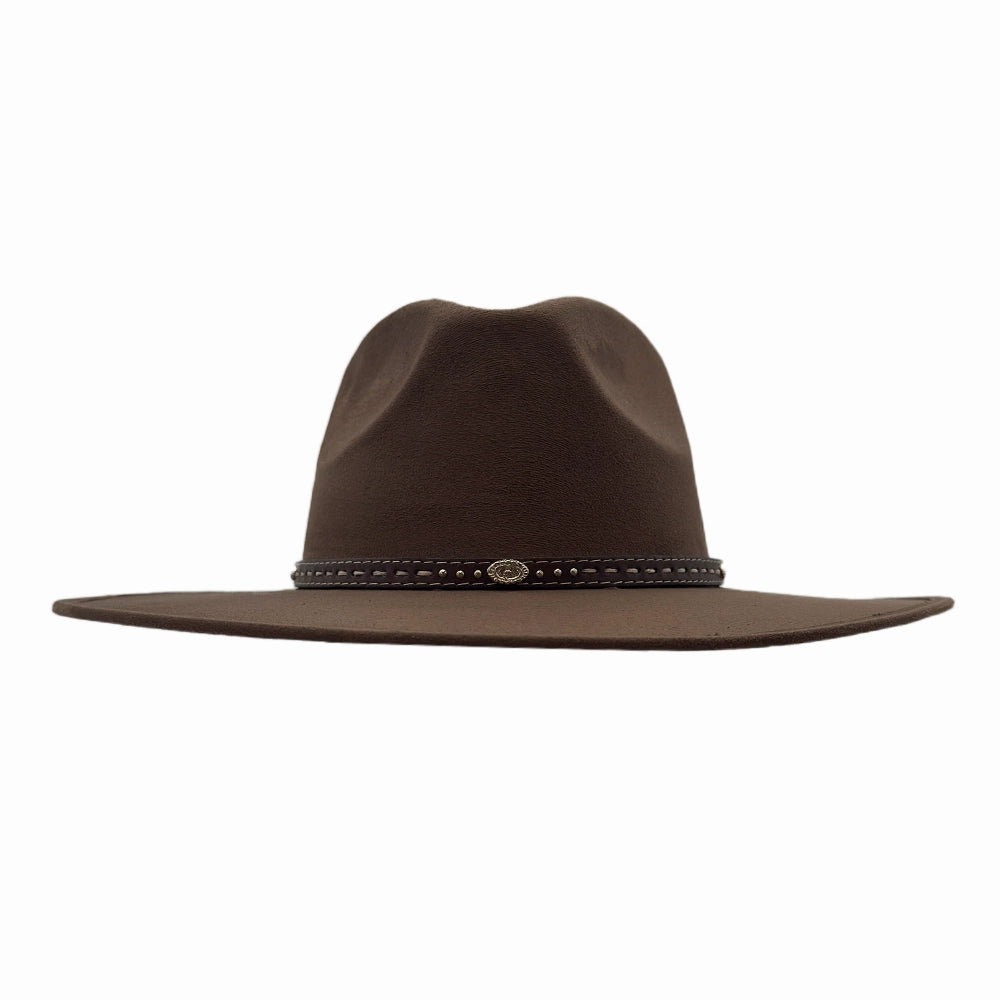 Granger | Womens Brown Faux Suede Rancher Fedora Hat