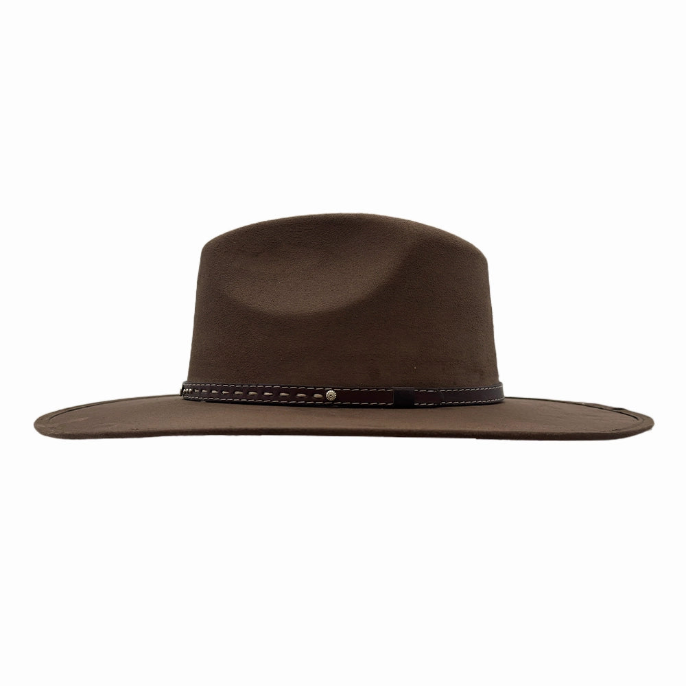 Granger | Womens Brown Faux Suede Rancher Fedora Hat