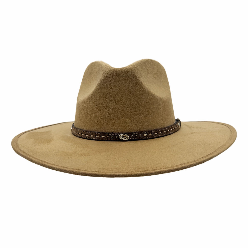 Granger | Mens Camel Faux Suede Rancher Fedora Hat