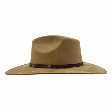 Granger | Mens Camel Faux Suede Rancher Fedora Hat