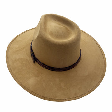 Granger | Mens Camel Faux Suede Rancher Fedora Hat