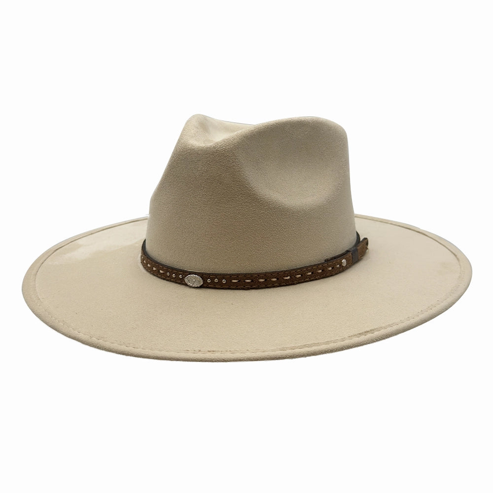 Granger | Womens Cream Faux Suede Rancher Fedora Hat