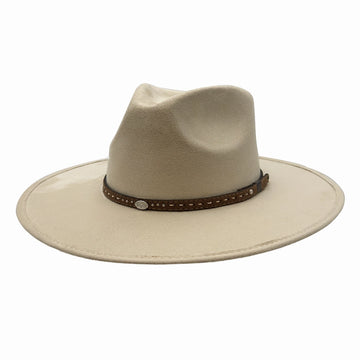 Granger | Womens Cream Faux Suede Rancher Fedora Hat
