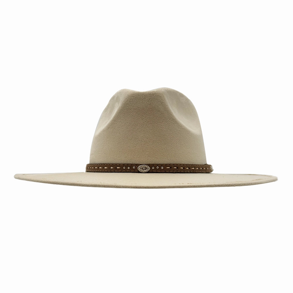 Granger | Womens Cream Faux Suede Rancher Fedora Hat