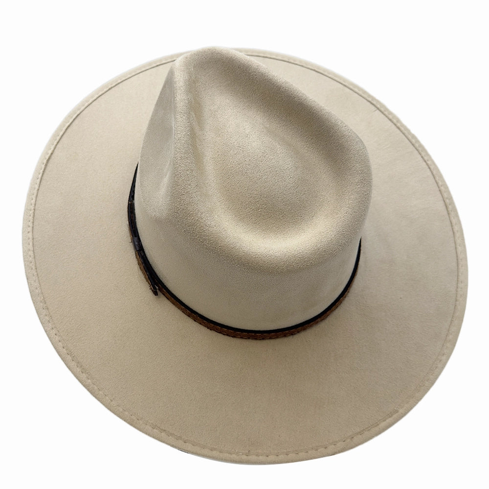 Granger | Womens Cream Faux Suede Rancher Fedora Hat