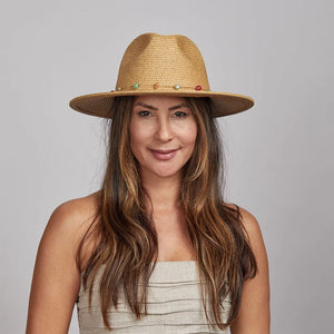 Jewel | Womens Toast Sun Hat with Bead Trim
