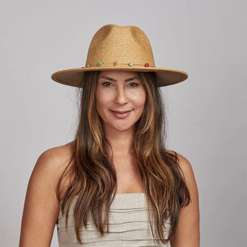 Jewel | Womens Toast Sun Hat with Bead Trim