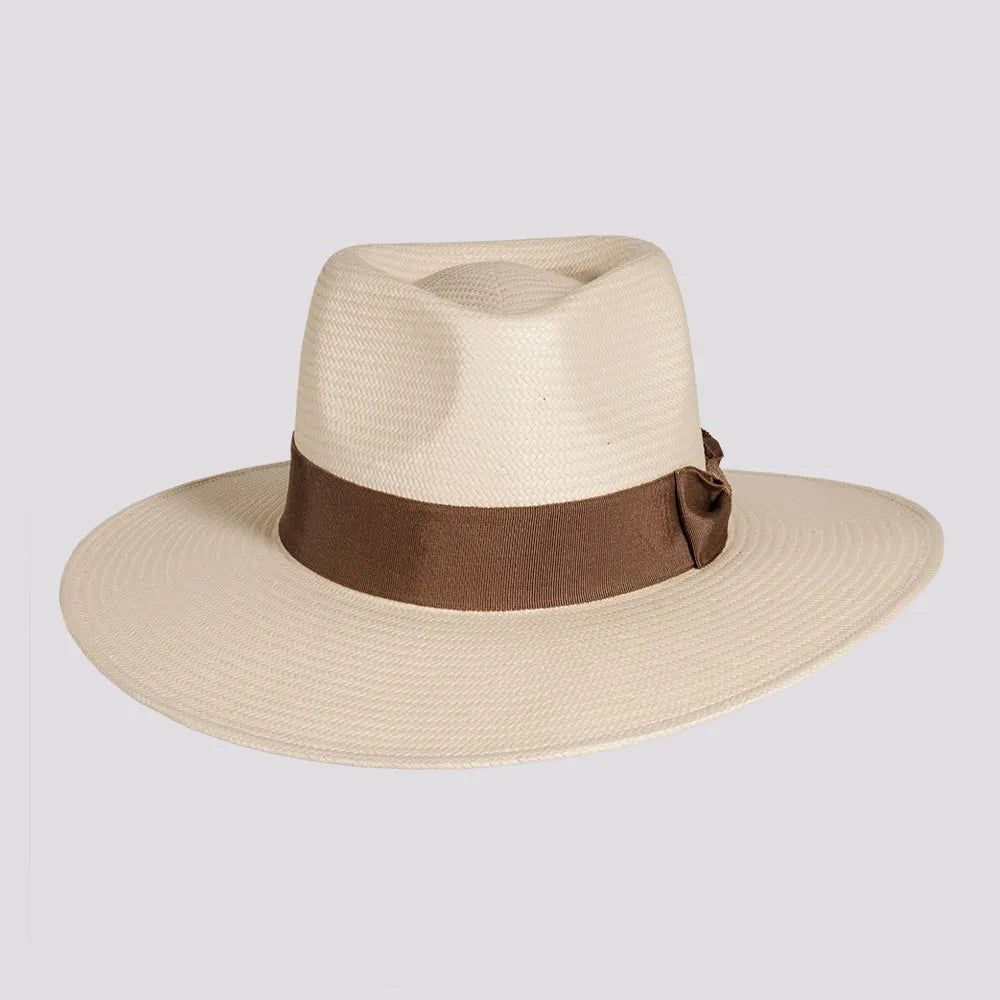 Lennox | Mens Ivory Glazed Toyo Straw Outback Wide Brim Sun Hat