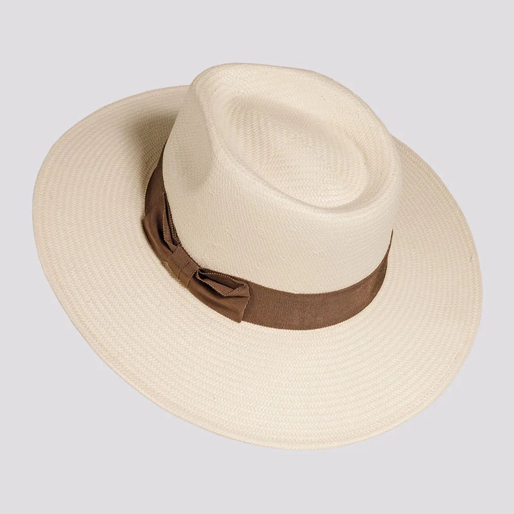 Lennox | Mens Ivory Glazed Toyo Straw Outback Wide Brim Sun Hat