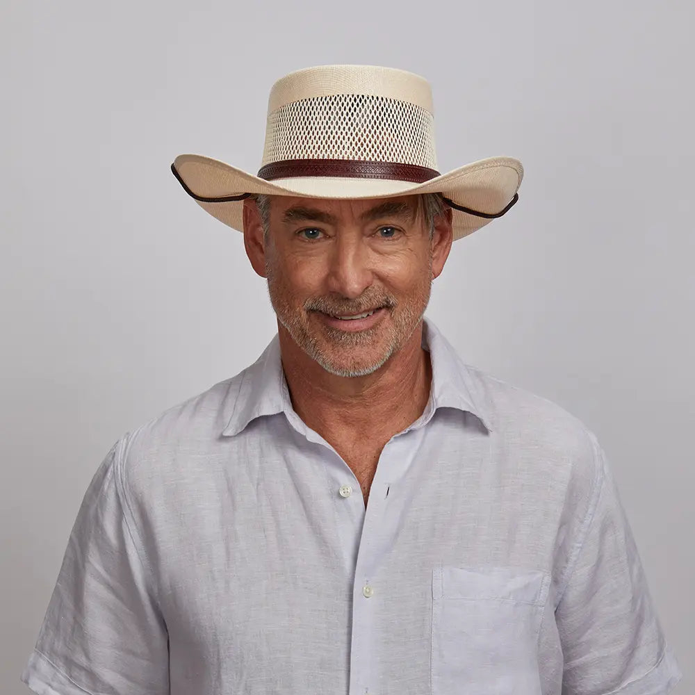 Madrid | Mens Cream Wide Brim Firm Straw Gambler Hat