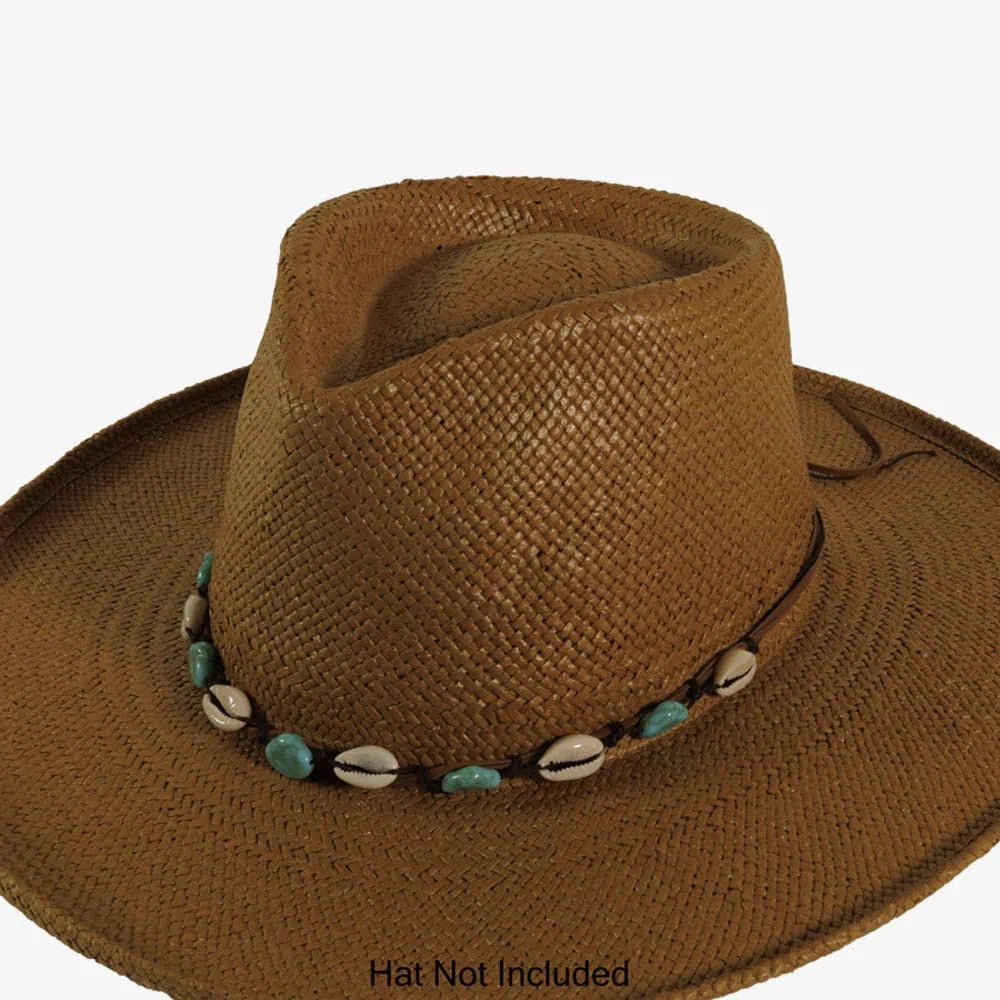 Marin | Suede Hat Band with Ivory Shells and Opal Stones