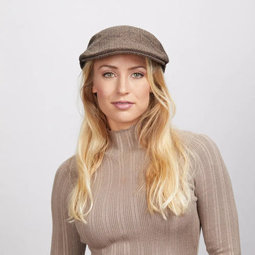 Mikey | Womens Brown Newsboy Flat Cap