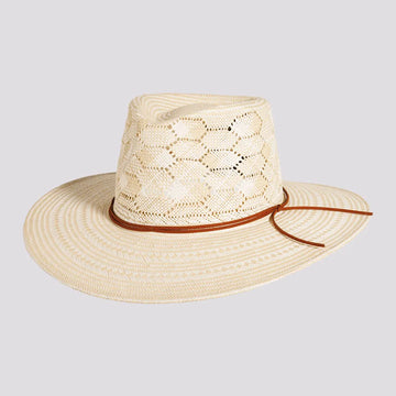 Mira | Womens Ivory Glazed Two Tone Toyo Straw Outback Hat