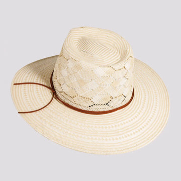Mira | Womens Ivory Glazed Two Tone Toyo Straw Outback Hat