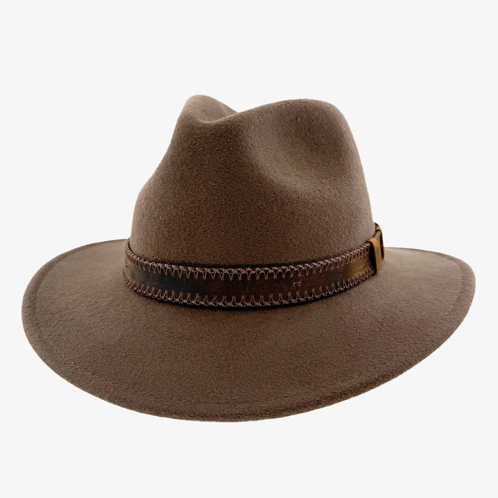 Moab | Mens Khaki Crushable Wool Felt Safari Hat with Leather Band