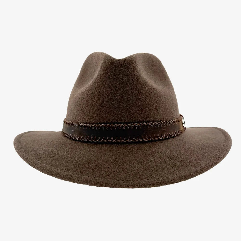 Moab | Mens Khaki Crushable Wool Felt Safari Hat with Leather Band